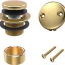 All Metal Tip-Toe Bathtub Drain Kit with Two-Hole Overflow Faceplate and Universal Fine/Coarse Thread Assembly, Bath Tub Drain Kit fits All Bathtub -Brushed Gold