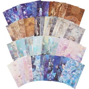 60 Sheets Fantasy Scrapbook Paper – Dreamlike Aesthetic Journal Ephemera with Ocean, Castle, Fairy Designs for Collage, Junk Journal, DIY Crafting, Decorative Paper with Vintage Envelope
