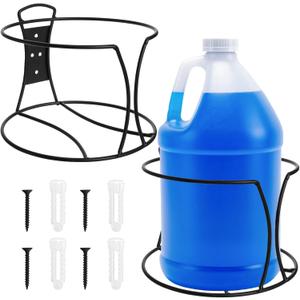 WUWEOT 2 Pcs One Gallon Jug Storage Rack, 7" D x 4.7" H Wall Mounted Gallon Jug Holder Hardware, Heavy Duty Round Liquid Bucket Holder