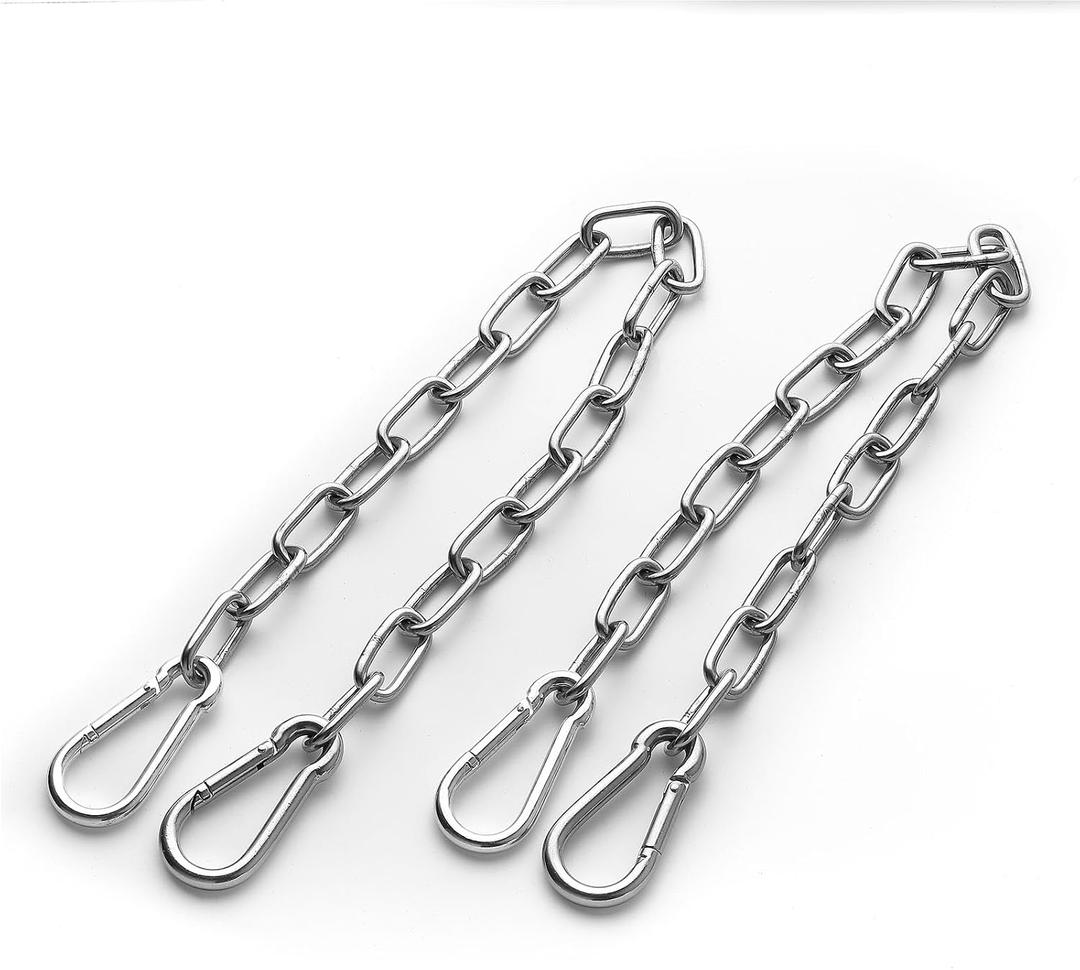 2 Pack Extension Chain with 4 Carabiners for Hammocks Stand Porch Swing Chairs Punching Bags, 21 inches Length, 450 Lbs Capacity