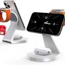 3 in 1 Charging Station for Apple Devices,Mag-Safe Charger Stand Fast Charging,Wireless Charger for iPhone 16/15/14/13/12 Series,& AirPods,& iWatch(USB-C Charger Included) (White)