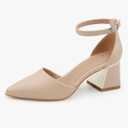 BCTEX COLL Womens Pointed Toe Pumps Shoes Ankle Strap Chunky Low Heels Metal Lined Sandals Designed for Women, 8