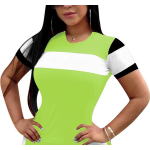 TOPONSKY Womens T-Shirt  (X-Large, Ab Bbw Fluorescent Green White)