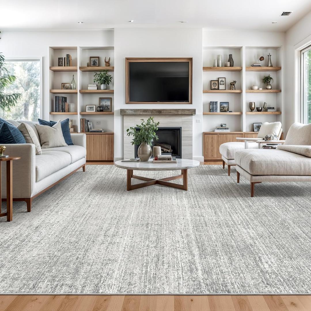 Valenrug Washable Rugs 4x6 - Stain Resistant 4x6 Area Rugs for Living Room, Non Slip Backing Printed Rugs for Bedroom, Folable Machine Washable Area Rug(4'x6', Grey)
