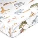 Sweet Jojo Designs Jungle Animals Boy Girl Gender Neutral Baby Satin Fitted Crib Sheet Infant Newborn Nursery Toddler Bed Room Standard Mattress Boho Wildlife Safari Gray Elephant Giraffe Lion Monkey