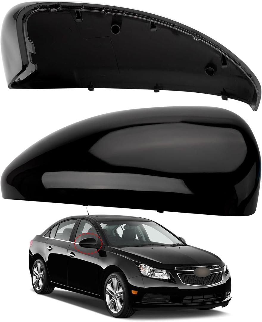 LOIYLLEN Passenger Side Mirror Cover Replacement for Chevrolet Chevy Cruze 2009 2010 2011 2012 2013 - Right Side Mirror Covers, Rear View Mirrors Cap Accessories Black