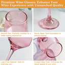 Pink Wine Glasses Set of 6, 12oz Stemmed Glasses, Thick & Colored, Dishwasher Safe Stemware for Red or White, Gift for Party, Holiday, Anniversary, Restaurant, Home Bar, Daily Use