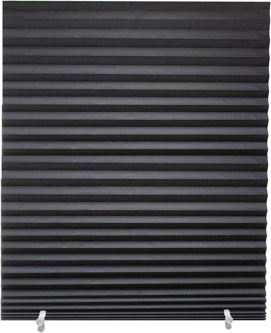 Changshade 6-Pack Pleated Paper Temporary Shades Blackout Cut to Size Temporary Paper Blinds for Indoor Windows of Office, Bedroom, Bathroom, Living Room, 48" W x 72" H, Black, 48" x 72"-6PC