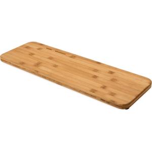 Camco RV/Marine Over The Sink Cutting Board | Features Adjustable Non-Slip Feet, Built-in Knife Slots, and a Durable 3-Ply Bamboo Construction | 24-inches x 8-inches (43543)