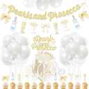 Pearls and Prosecco Bridal Shower Decorations, Bow Champagne Pearls & Prosecco Banner, Cake Toppers, Pearl White Balloons Pearl Stickers for Bows Pearls Wedding Bachelorette Bride to Be Party Supplies