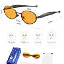 2 x VANLINKER Retro Gold Small Oval Sunglasses for Women Men Trendy Small Face 90s Metal Shades VL9885 (C2-orange)