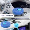 Sunoony Portable CD Player with Bluetooth, Disman CD Player for Car with FM Transmitter, Rechargeable Personal cd Player with Anti-Skip Protection, Headphones, AUX/USB Supported, LCD(Blue)