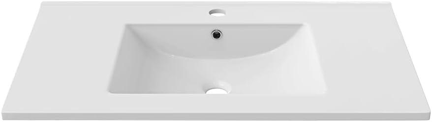 48" Ceramic Vanity Sink Top (Glossy White)