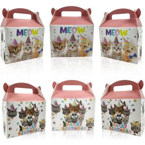 2 x 10Pcs Cat Party Favors Treat Boxes Kitten Theme Gift Boxes Goodies Boxes for Kids Birthday Party Supplies Baby Shower Cat Theme Party Decorations (colorful)