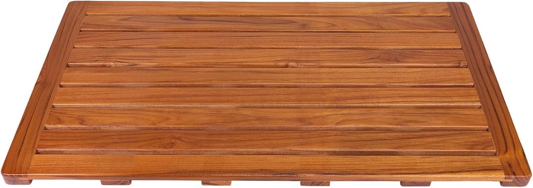 Utoplike Teak Bath Mat, Large Wood Shower Mats for Bathroom, 31.7"x17.9" Sturdy Floor Mat for Indoor Spa or Outdoor