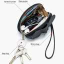 Leather Coin Purse Leather Elephant Keychain Wallet Small Coin Pouch with Keychain Leather Wallet Cute Elephant Gifts for Girls Women, blue, CYLQB01