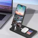 2 x Cell Phone Stand, Portable Phone Holder, Clear Phone Stand for Desk (Black (with Tray))