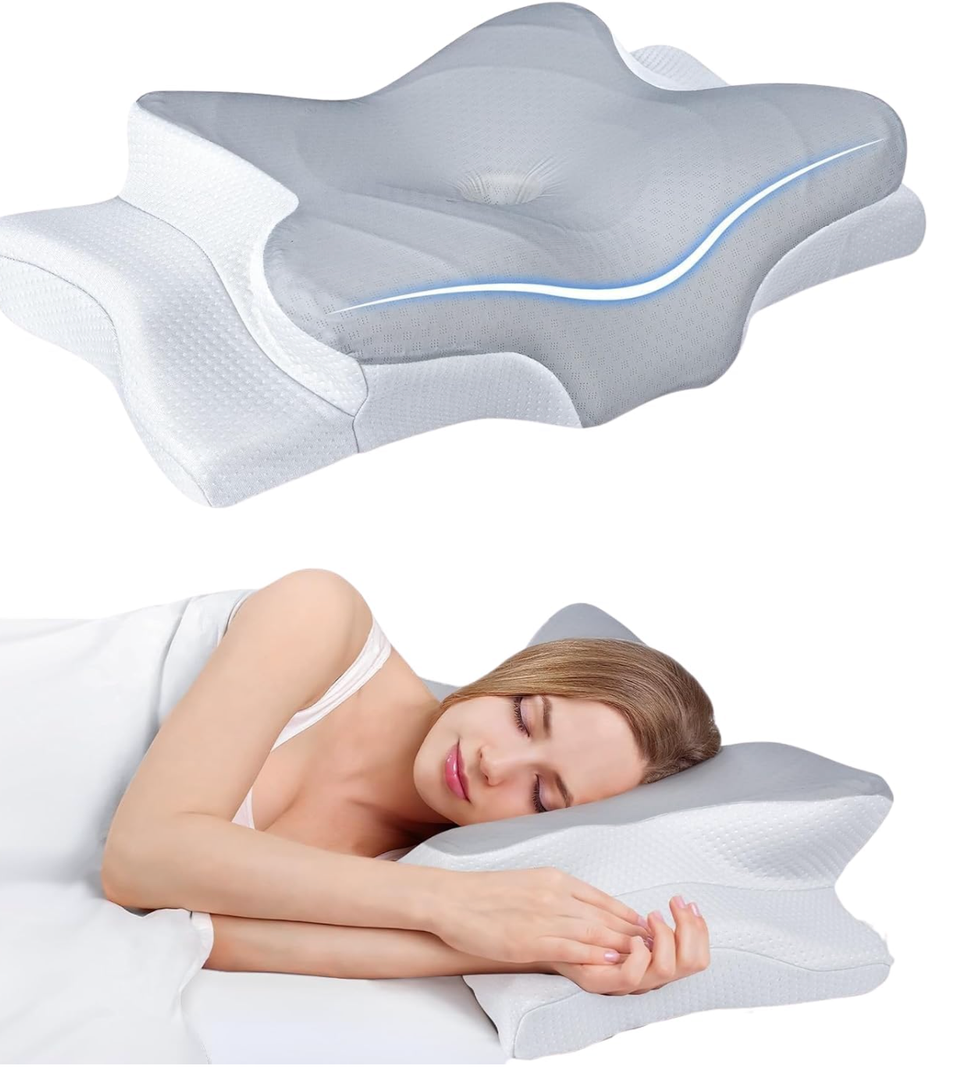 Cervical Neck Pillow for Pain Relief, Ergonomic Side Sleeper Pillow for Sleeping, Orthopedic Contour Memory Foam Bed Rest Pillows for Sleeping, Cooling Cervical Pillow for Back Stomach Sleepers