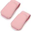 2Pcs Sunglass Holder for Car, Magnetic Leather Eyeglass Hanger Clip for Car Sun Visor, Sunglasses Holder and Ticket Card Clip for Car Visor Accessories (Pink)