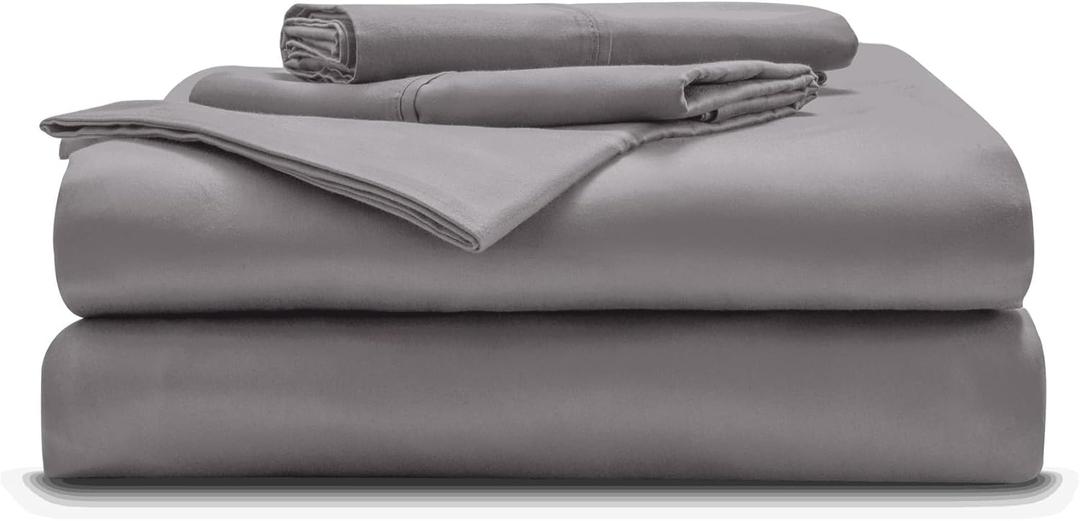 Miracle Made Breathable Cotton Bed Sheets, 4-Piece Set  Silver-Treated, Soft and Cool-to-The-Touch Lightweight Bedding Designed for Hot Sleepers  Queen Size, Stone