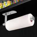 VAEHOLD Adhesive Paper Towel Holder Under Cabinet Mount, Wall Mounted Paper Towel Roll Holder for Kitchen Paper Towel, Stainless SteelSilvery