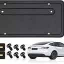 109684400B Rear License Plate Frames for Tesla Model Y and Model 3, Rear Plate Holder with Metal Stainless Steel Screws Cap and Screws, Rust Proof Rattle Proof Rear Plate Mounting Kit