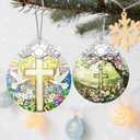 4 x Stained Glass Religious Ornament, Christmas Ornaments, Christmas Decorations for Tree, Holiday Ornament, Christian Gifts, Cross Gifts, Gift Ideas & Religious Gift