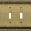 Henne Bery Sunken Pearls Heavy Duty Decorative Wall Plate Switch Plate Outlet Cover (Quad Toggle, Antique Brass)