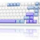 AULA F99 Pro Wireless Mechanical Keyboard with Knob, Tri-Mode BT5.0/USB-C/2.4GHz Hot Swappable Keyboard, Pre-lubed Switches,Gasket Structure, RGB Backlit Computer Gaming Keyboard (White&Blue&Purple)