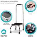 DMI Step Stool with Handle and Non Skid Rubber Platform, Lightweight and Sturdy Stool for Seniors, Adults and Children, Holds up to 300 Pounds with 9.5 Inch Step Up, 17.3"D x 12.3"W x 34"H, Chrome