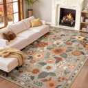 RELEANY Floral Washable 9x12 Area Rugs Brown/Brick