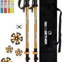 G2 Telescopic Trekking Poles/Aluminum Alloy/Comfort BMM Handle/Foam Padded Wrist Strap/Auto-Adjustable Strap/Quick Flip Lock/Snow Baskets Attached (Pack of 2 Poles), Orange/Blue/Yellow/Red