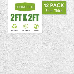 2ft x 2ft Drop Ceiling Tiles，Printed Pro Ceiling Tiles 24 x 24in. Waterproof, Washable and Fire-Rated - Reusable - High-Grade PVC to Prevent Breakage-Package of 12 Tiles, 23.6x23.6