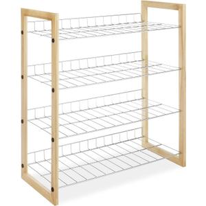 Whitmor Wood & Chrome 4 Tier Closet Shelf