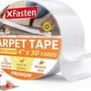 XFasten Double Sided Carpet Tape for Area Rugs, 4 Inch x 30 Yards Heavy Duty Anti Slip Rug Grip Tape, Works as Rug Gripper, Residue Free, Wood Safe, Easy Removal for Hardwood and Laminated Floors