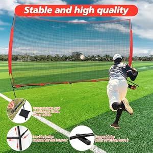 10x16ft  Portable Sport Net with Handbag and 12 Ground Nails. Stable Backstop Net for Softball, Lacrosse, Soccer, Baseball. Ball Stop Equipment for Backyard Garden TrainingOnly Block