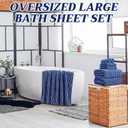 6 Pcs Oversized Bath Towels for Adults 35x70 Inches Blue & White Striped Extra Large Bath Towel Sets Bathroom Sheets Jumbo Shower Towels Quick Dry Absorbent Soft Microfiber for Women Men
