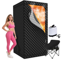 Portable Sauna for Home, Upgraded Large Size Home Sauna Box with 3L 1300W Steamer, Big Folding Chair, 9 Levels Heat,Timer, Remote Control - Personal Steam Room Tent for Relaxation Spa 3'x3'x5.9' Black