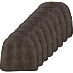 Klear Vu Omega Non-Slip Chair Cushions, Assembled in USA, U-Shaped Skid-Proof Seat Pads for Dining Room, Kitchen, Office, 15"x16", 8 Pack, Solid Chestnut