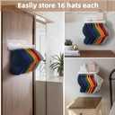 Hat Rack Wall Mount with Shelf Support 16 Caps, Space Saving Self Adhesive Hat Holder Organizer Over the Door/ Entryway/ Closet, Plastic Floating Shelf No Drill for Keys, Drawing and Plants (Clear)
