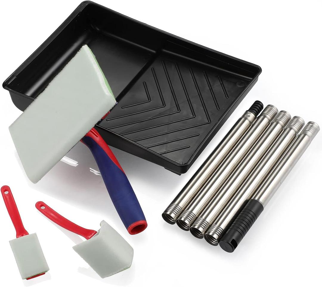 Corner Walls & Ceilings Pad Painter,7-Inch Paint Pad Applicator,Decking Pad for Wall Painting, Wooden Decks,Shed & Fence,Trim and Touch-Up Pad Painter with Extension Pole and Paint Tray