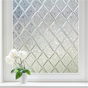 Haton Window Privacy Film Decorative Frosted Glass Window Film, Sun Blocking Stained Glass Clings, Static Cling Removable Stickers for Home Door Coverings, Lattice Pattern 23.6" x 118.1" (Clear)