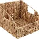 Wicker Pantry Basket with Built-in Handles, Natural Water Hyacinth, 1-Pack
