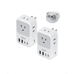 TESSAN US to Japan Plug Adapter, 2 Pack, 2 Prong to 3 Prong Outlet