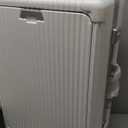 feilario Aluminium Frame PC Hard Shell Spinner Wheels Luggage,22.5"X15"X9.5" Airline Approved Built-In TSA lock Carry on Suitcase, with Cup Holder, USB Port, Phone Holder (A-Ivory White (zipperless closure))