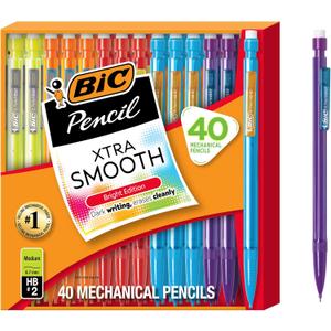 BIC Xtra Smooth Bright Edition Mechanical Pencils, 0.7 mm Medium Point, Refillable and Retractable, 40-Count