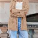 Saodimallsu Womens Cable Knit Cardigan Sweaters Fall Oversized Long Sleeve Button Open Front Knit Sweater Coats (Brown)