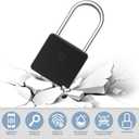 Fingerprint Padlock, Eseesmart Long Shackle Smart Padlock Bluetooth Lock with Mobile APP Outdoor Waterproof Lock for School Gym Locker, Fence, Gate, Toolbox