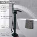 Free Standing Tub Faucet Black, Floor Mount Freestanding Bathtub Faucets, Brass Stand Alone Tub Filler, Waterfall High Flow Bathtub Shower Mixer Tap,SFRT-MB