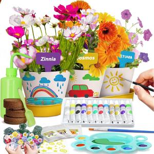 Doiaz Paint & Plant Flower Growing Gardening Kit with 3 Pots for Kids - Easter Gifts for Girls & Boys Ages 5, 6, 7, 8, 9, 10, 11 & 12 Year Old Girl